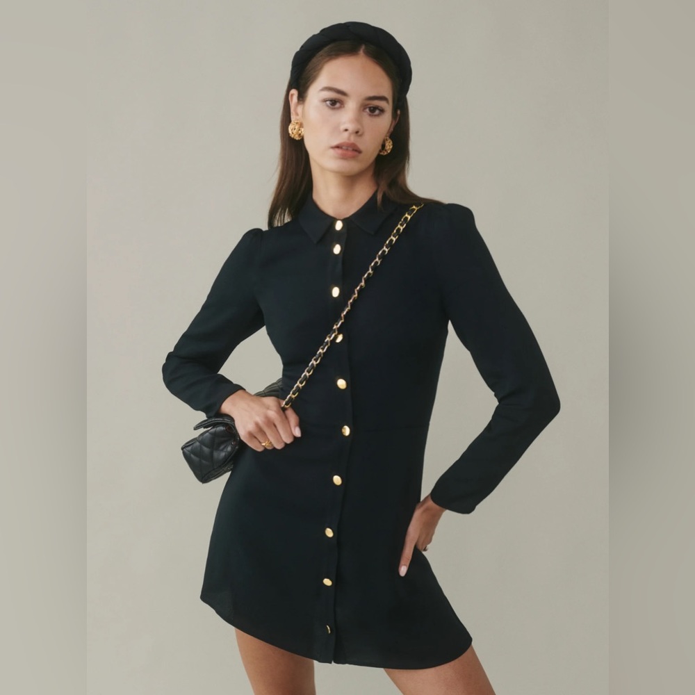 Reformation Black Hugh Dress size 10